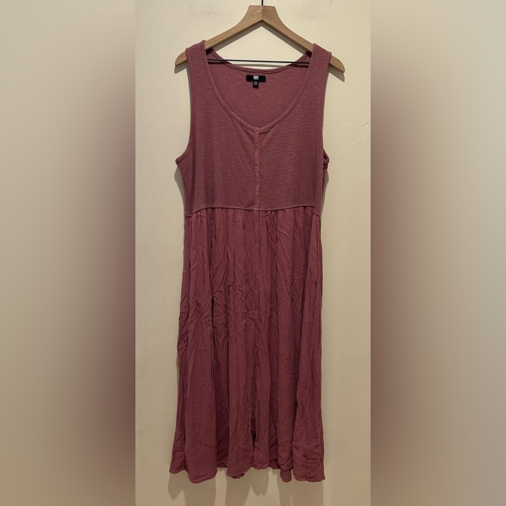 Frye Button Front Sleeveless Long Midi Dress in Mauve Dark Pink - Women’s XXL